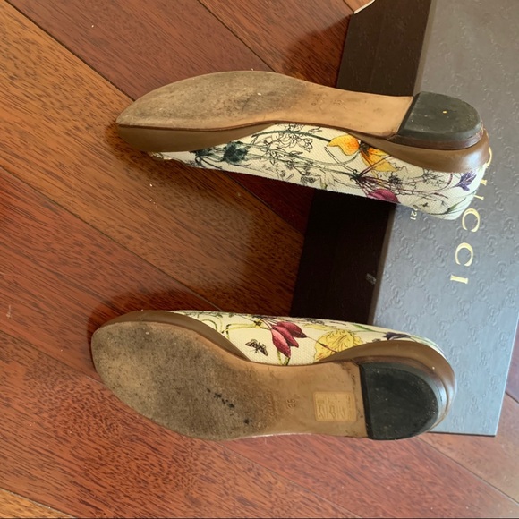 Gucci | Canvas Flora Horse-bit Flats 35 - Picture 10 of 11